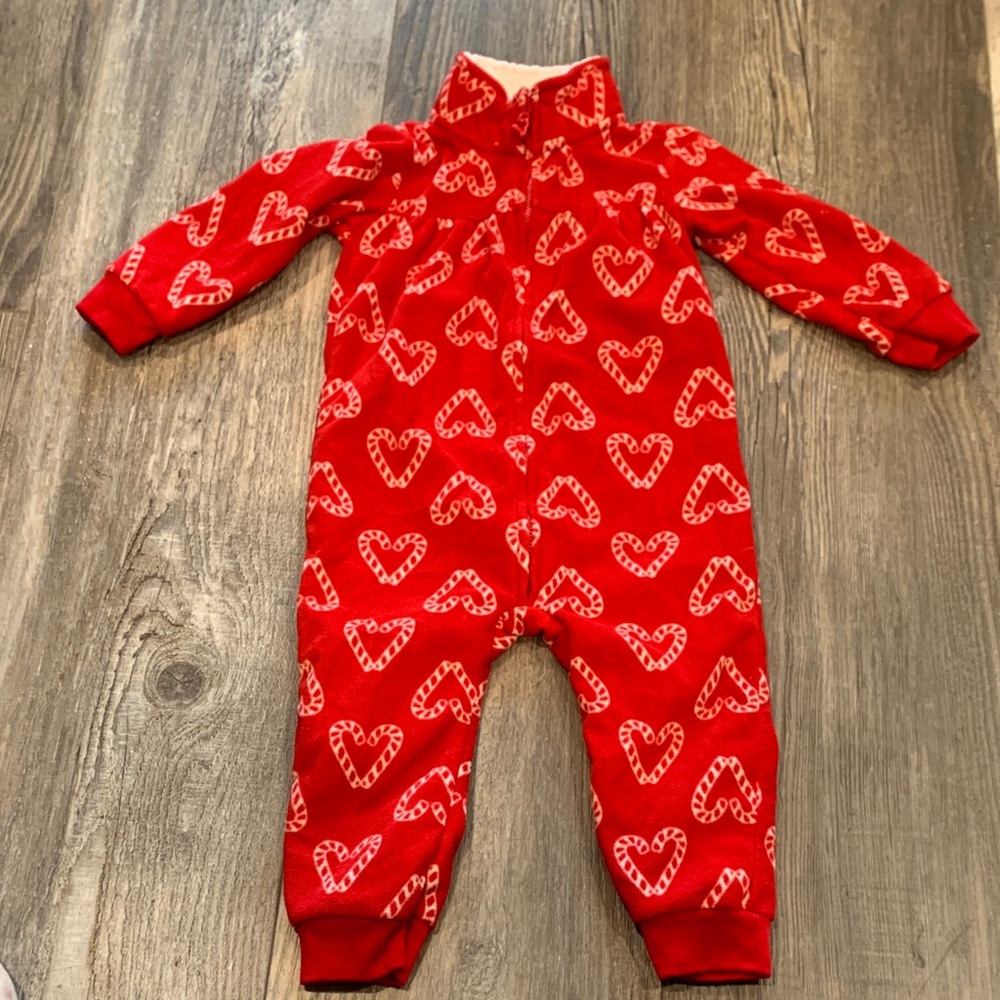 Carter's Red Heart-Candy‎ Cane Jumpsuit